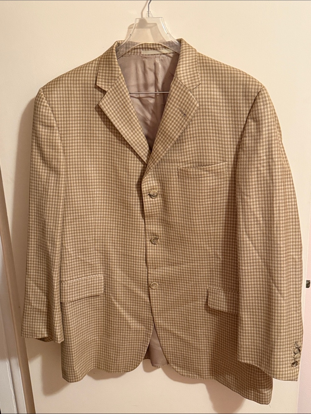 Burberry Men's Tan Check Sport Coat Blazer